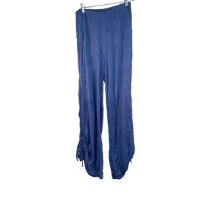 Apropos Size Small Blue Crinkle Wide Leg Casual Pants with Drawstring at Ankles